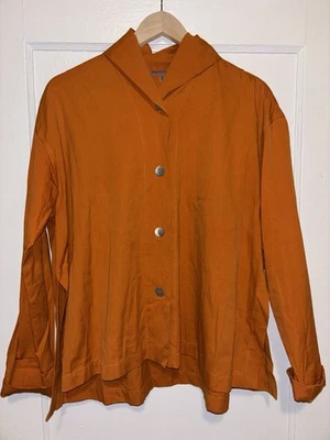 Blusa Romeo Gigli Rust vintage años 90 algodón botones abertura silenciosa de lujo XXL Italia Foto 1 de 4