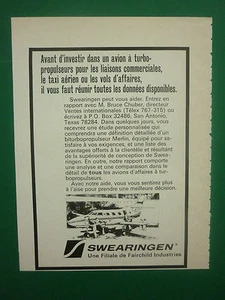 12/1976 PUB SWEARINGEN FAIRCHILD INDUSTRIES MERLIN BIZJET ORIGINAL FRANZÖSISCHE ANZEIGE - Bild 1 von 1