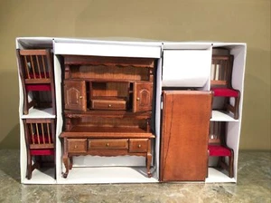 Doll House Furniture six pieces Dining Room set Solid Wood New In Box - Picture 1 of 6