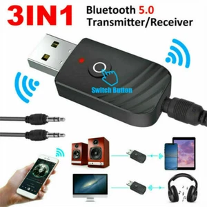 USB Bluetooth 5.0 Audio Transmitter Receiver Adapter for PC TV Car AUX Speaker - Picture 1 of 11