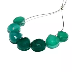 Cuentas de corazón facetadas de ónix verde briolette piedras preciosas sueltas naturales para hacer joyas - Imagen 1 de 3