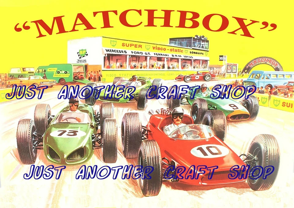 Matchbox Toys 1964 Rennbahn Poster Artwork Shop Display Schild Faltblatt DIN A4  - Bild 1 von 1