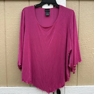 CitiKnits Pink Pullover Slinky Top Blouse Acetate Women’s Plus Size 1X USA - Picture 1 of 4