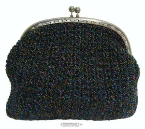 Coin Purse Knitted Multi-Color Glitter Clip Lock Large 14 x 16 cm - Picture 1 of 9