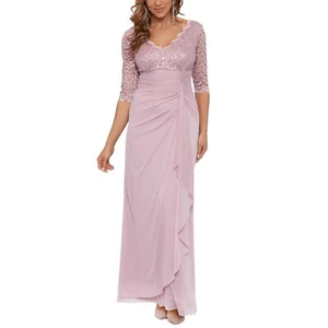 B & A by Betsy & Adam Gown Sequin Lace Formal Rose Wedding  Party Size 14 NWT - Picture 1 of 14