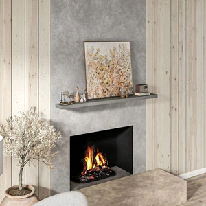 71.75" Fireplace Mantel Pine Wood Floating Shelf Wall Mounted Gray - Picture 1 of 11