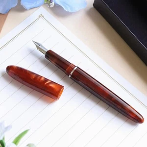 Wancher Dream Pen MOFU Fountain Pen Toffee Amber Brown F Nib NEW - Picture 1 of 6