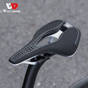 WEST BIKING 3D Printed Short Nose Bicycle Saddle Carbon Fiber Bike Saddle White - Picture 1 of 21