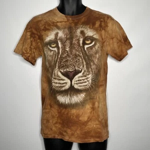 The Mountain Brown Gold Big Lion Tie Dye T-shirt Wildlife Art Jeremy Paul Size S - Picture 1 of 9
