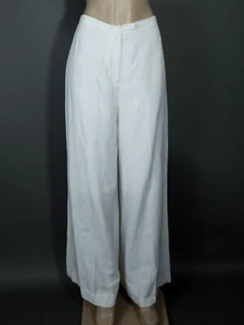 Metrostyle Wide Leg Wide Cuff White Lined Linen Blend Pants Size 12 US - Picture 1 of 5
