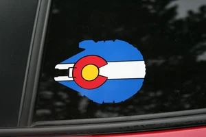 Colorado State Flag Star Wars Millenium Falcon Die-Cut Sticker - Picture 1 of 1