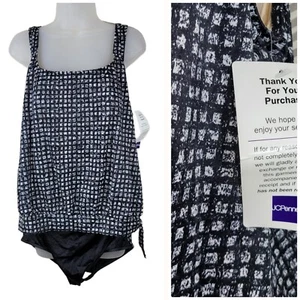 NEW Le Cove One Piece Swimsuit Size 14 Nylon Bathing Blouson Black Wireless - Picture 1 of 9