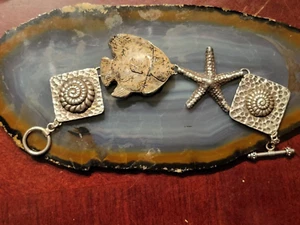 Amy Khan Russel Sterling Silver & Stone Sea Angelfish Starfish Toggle Bracelet - Imagen 1 de 17