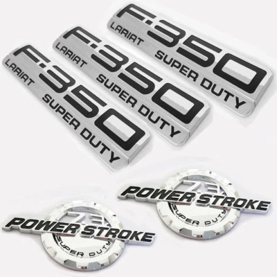 5 OEM 7.3L POWERSTROKE + F-350 Lariat SUPER DUTY Emblem fits Badge F350 Chrome - Image 1 of 4