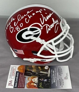 Mini Casco Vince Dooley & Buck Belue FIRMADO por los Georgia Bulldogs con Certificado de Autenticidad y PRUEBA - Imagen 1 de 11