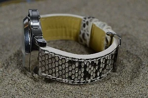 PULSERA RELOJ 26 24 22MM AUTÉNTICO PITHON BLANCO FITS PANERAI ETC MA CORREA HECHA A MANO - Imagen 1 de 12