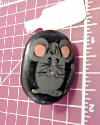 Ratón pintado a mano sobre piedra ~ Broche-Pin - #96 Foto 1 de 4