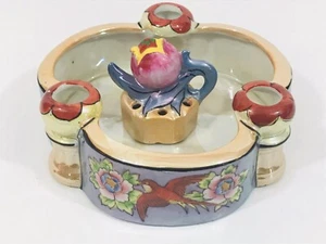 Antiguo plato escultura floral rana flor porcelana Japón Art Deco lotus - Imagen 1 de 12