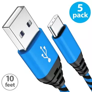 5X 10FT USB Type C Fast Charging Cable For Samsung Galaxy S8 S9 S10 Plus Note8 9 - Picture 1 of 3