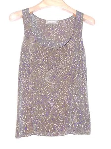 Amour Vert taupe tiny print trapeze recycled poly eco top tank blouse new! XS - Picture 1 of 5