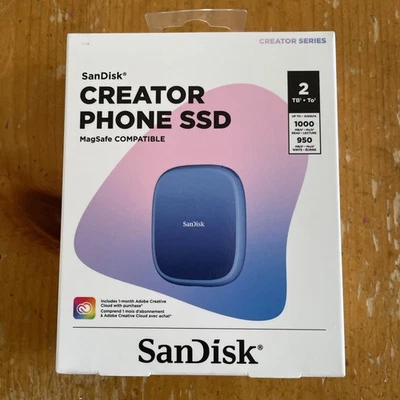 闪迪 - 2TB Creator 手机固态硬盘外置 USB C 型驱动器 全新 — 第 1/4 张图片