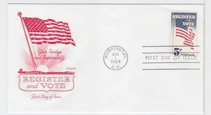 TurtlesTradingPost- Register & Vote Flag #1249- 1964 FDC Artmaster Cachet - Picture 1 of 1