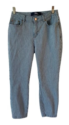 Pantalones de mezclilla ajustados BODEN azul marino + blanco a rayas tiro medio The Crop SOHO talla 4P Foto 1 de 4