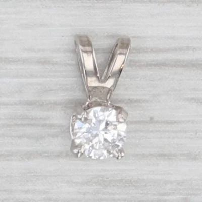 New 0.16ct Round Solitaire Small Drop Pendant 14k White Gold - Image 1 of 4