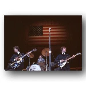 Foto 5x7 John Lennon George Harrison Ringo Starr Beatles anni 60 tour concerto americano - Foto 1 di 1