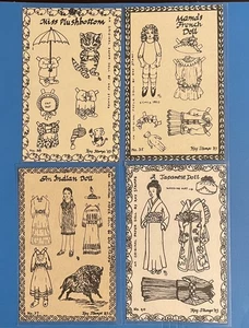 Lote de postales estampillas originales de muñecas de papel de Kay 1983 muñecas de gato - Imagen 1 de 7
