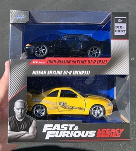 Fast and Furious Set 1989 Nissan Skyline GT-R Black Yellow 1:32 Jada 35696 - Picture 1 of 6