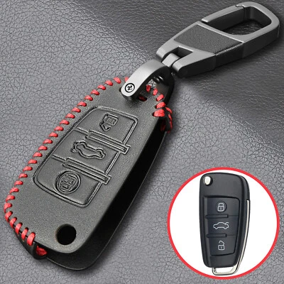 Leder Auto Schlüssel Schutz Hülle für Audi A1 S1 A6 S3/A3 R8 Q3 Q7 Car Key Cover - Bild 1 von 4