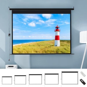 Electric Motorized Projector Screen Home 4:3/16:9 HD Cinema Screen with Remote - Picture 1 of 40