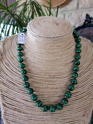 Collana 48 cm MALACHITE naturale ARGENTO 925 - Immagine 1 di 4