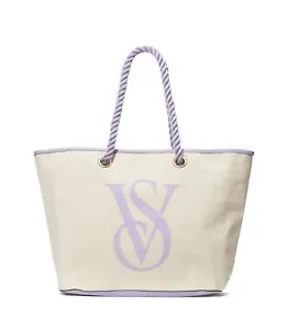 NWT VICTORIA’S SECRET Summer Weekend Large Tote Beach Bag Rope Handle New Purple - Picture 1 of 2