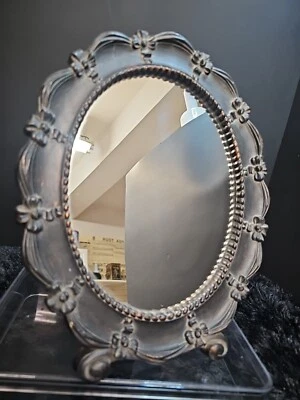 Antiqued Black Mirror With Stand And Hook - Image 1 of 4