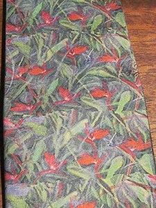 Original art luxury silk tie Valentines Day wedding mens gift Birds of Paradise - Picture 1 of 1