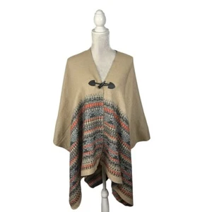 ROD'S Southwestern Blanket Poncho Toggle Closure Western Aztec Autumn Fall L/XL - Picture 1 of 9