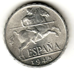 ESPAÑA 10 Centimos alumnio 1945 JINETE IBERICO calidad Sin Circular - Picture 1 of 2