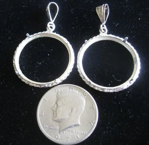 COIN HOLDER for Kennedy Half Dollar & Pendant Sterling Silver fits 30.6 mm coins - Picture 1 of 3