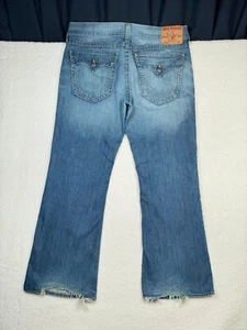 True Religion Jeans Billy Bootcut Herren 38 passt 40x33 blau ausgefranster Saum distressed - Bild 1 von 19