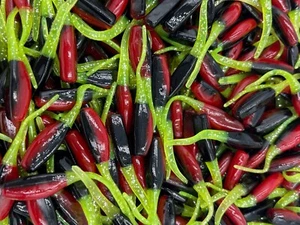 100 pk 2" Black Red Chartreuse Sparkle Stinger Shad Crappie Fishing Perch - Picture 1 of 1