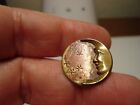 Antique brass tinted relief CRESCENT face MOON etched SHOOTING STARS button