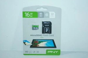 NEW PNY 16GB MicroSD HC Elite Flash Card & Adaptor - Picture 1 of 2