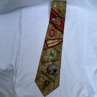 Corbata de cuello 100 % seda de fútbol americano Buckeyes de la Universidad Estatal de Ohio ligeramente usada Foto 1 de 4