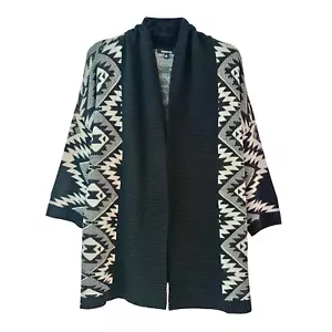 Relativity, Black & White Geometric Print Open Front Sweater, size XL - Picture 1 of 4