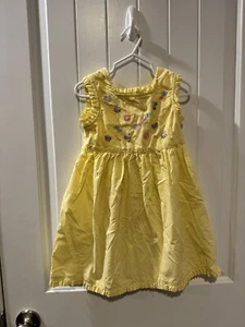 Vintage 1990s Okie Dokie Baby Girl 3t Yellow Floral Short Sleeve Dress - Picture 1 of 5
