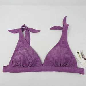 Jessica Simpson Womens Size Large Smocked Bow-Tie Bikini Top Purple $58 719 - Picture 1 of 5