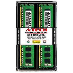 8GB 2x 4GB PC3-10600E ECC UDIMM Dell Precision T3500 Memory RAM - Picture 1 of 4