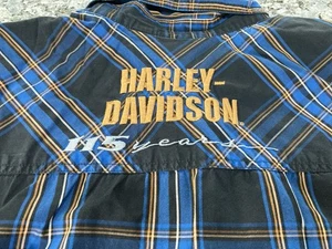 Camisa Harley Davidson Para Hombre 2XL Cuadros Manga Corta Informal Motociclista 115 Años Comm. - Imagen 1 de 8